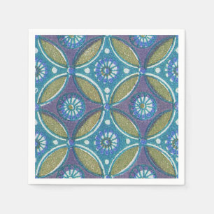 Blå Grönt Rustic Boho Geometric Circle Mönster Pappersservett