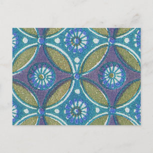 Blå Grönt Rustic Boho Geometric Circle Mönster Vykort