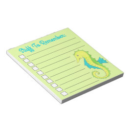 Blå Grönt Seahorse Sea Hors to Do List Anteckningsblock