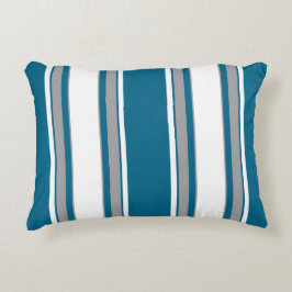 Blå Grönt, skalad, Grått, vit Rand Prydnadskudde