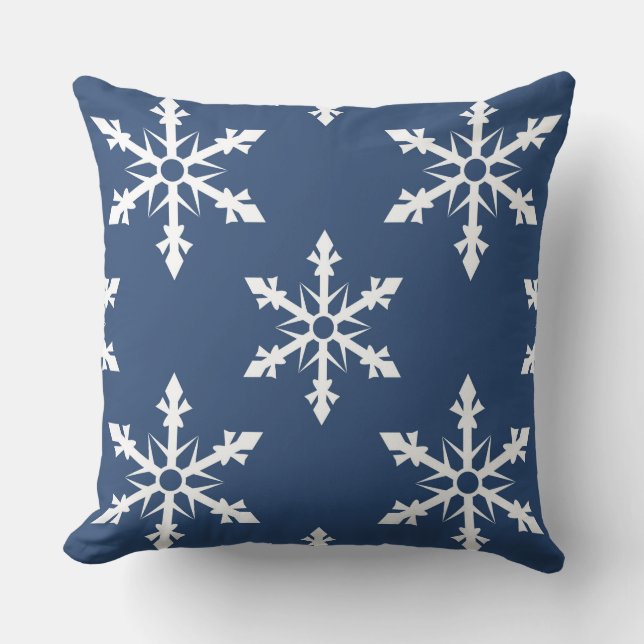 Blå/Grönt Snöflake Julpillow Reversibel Kudde (Framsida)