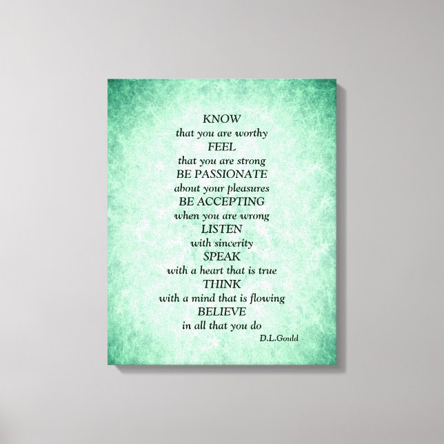 Blå Grönt stjärnor inspirerande dikt Canvastryck (Framsida)