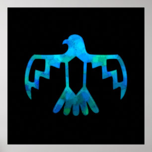 Blå Grönt Thunderbird Poster