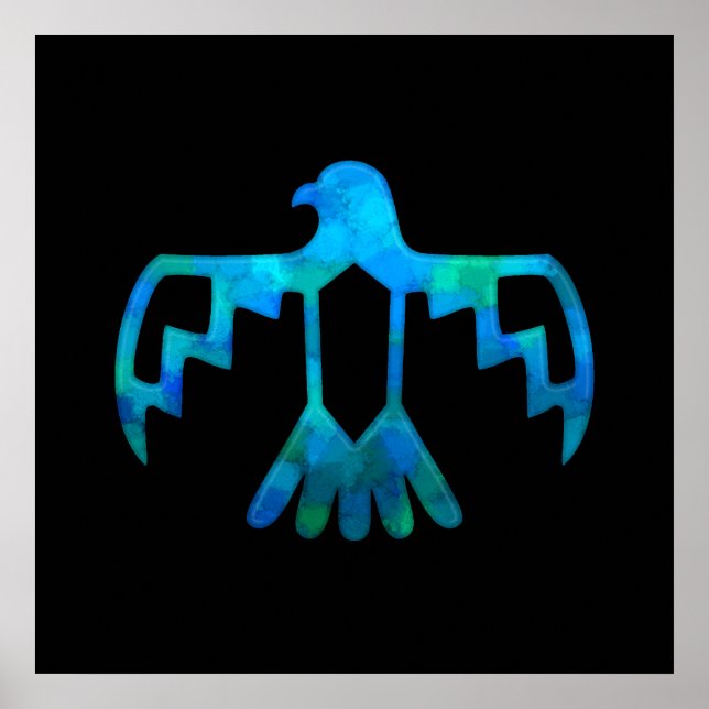 Blå Grönt Thunderbird Poster (Framsidan)