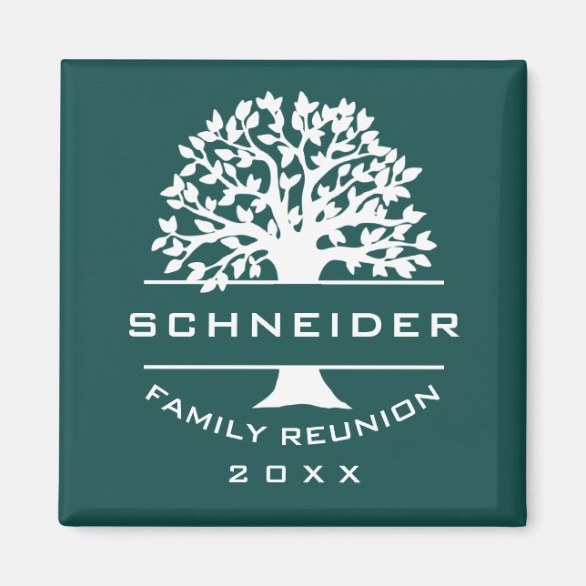 Blå Grönt Träd familjeåterförening Keepsaké Gift Magnet (Framsidan)
