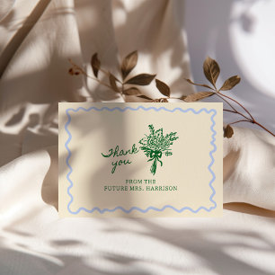 Blå Grönt visuell handskriven Tack Kort