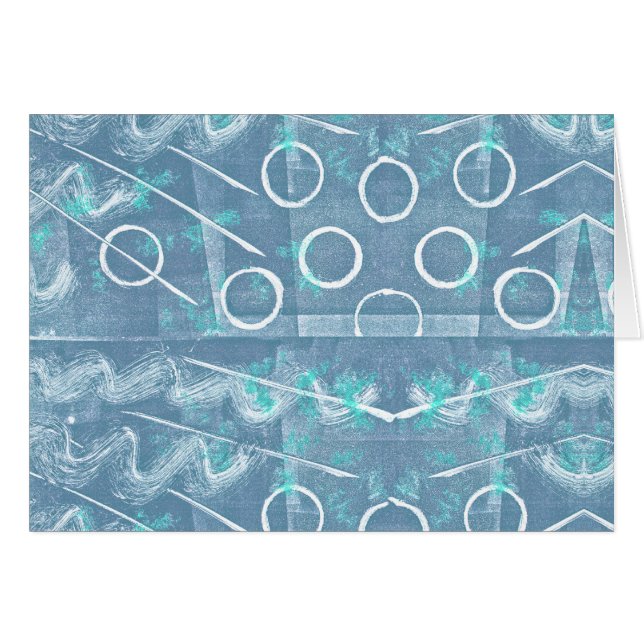 Blå Grönt vit Abstrakt Hälsningskort (Framsidan Horizontal)
