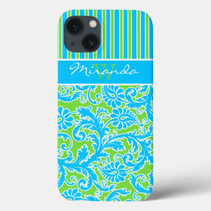 Blå, Grönt, Vit, strimlad Damask 2 iPad Air Case