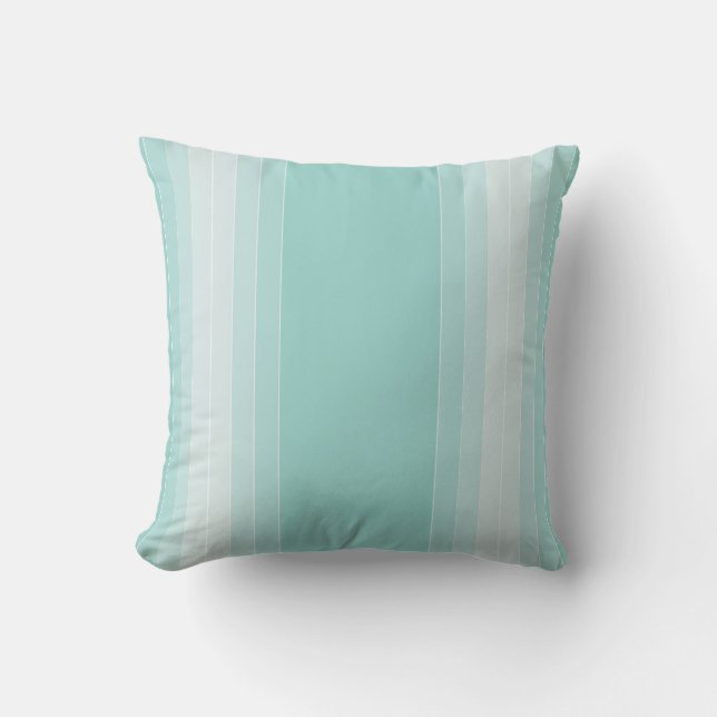 Blå Grönt, vit stripe-mall Trend Färg Kudde (Framsida)