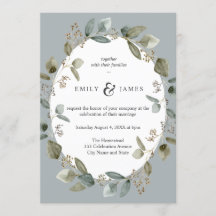 Blå Grönt Watercolor Greeney Löv Bröllop