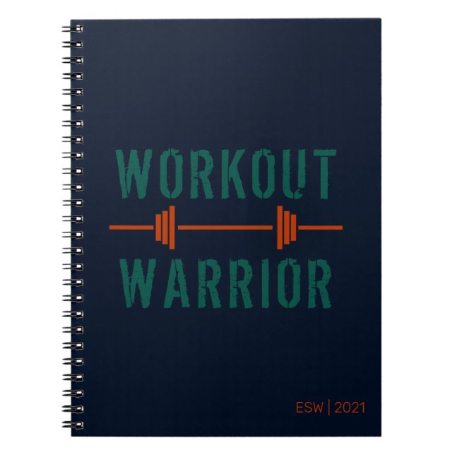Blå Grönt Workout Warrior Fitness Journal Anteckningsbok (Framsidan)