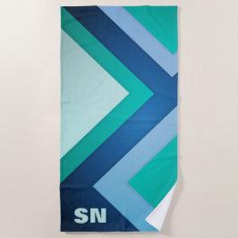 Blå Grönt Zig Zag Rand Beach Towel