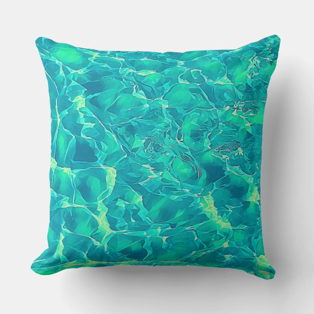 Blå Grönten Aqua Mönster Kudde (Framsida)