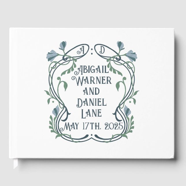 Blå Grönten Art nouveau Gästböcker (Framsida)