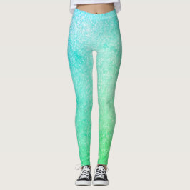 Blå Grönten Ombre Glitter Leggings