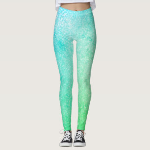 Blå Grönten Ombre Glitter Leggings