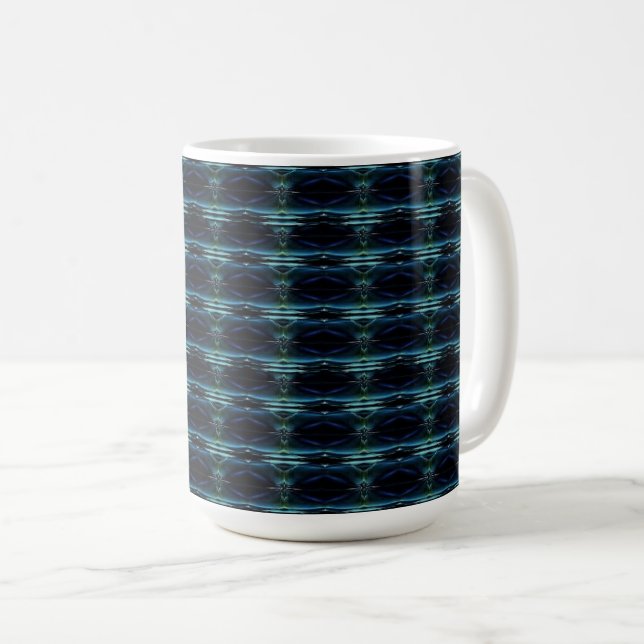 Blå Grönten Rainbow Stars, Artdeco Mönster Kaffemugg (Framsida höger)