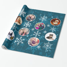 Blå Gröntens familjefotsar - Teal Snowflake Design Presentpapper