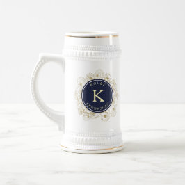 Blå groomsman Monogram Beer Stein Sejdel