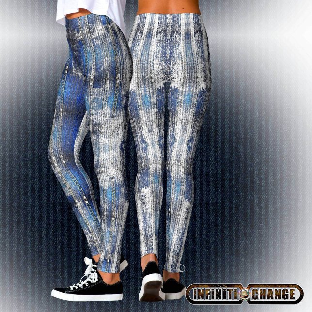 Blå grunge Denim Struktur | Leggings (Skapare uppladdad)
