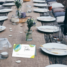 Blå Gul Abstrakt Akvarell Konst Unik Bröllop