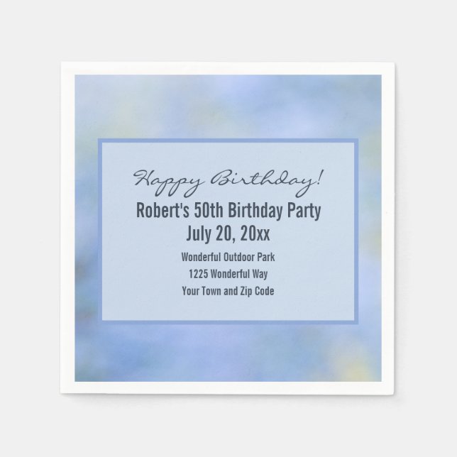 Blå Gul Abstrakt Palo Verde Evenemangsinformation Pappersservett (Framsidan)