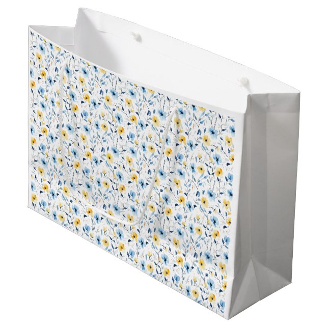 Blå Gul Akvarell Vildblomma  (Framsidan Vinklad)