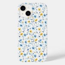 Blå Gul Akvarell Vildblomma