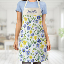 Blå Gul Akvarell Vildblomma Anpassat Namn