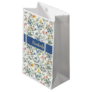 Blå Gul Akvarell Vildblomma Monogram Namn