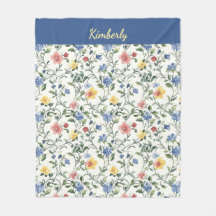 Blå Gul Akvarell Vildblomma Monogram Namn