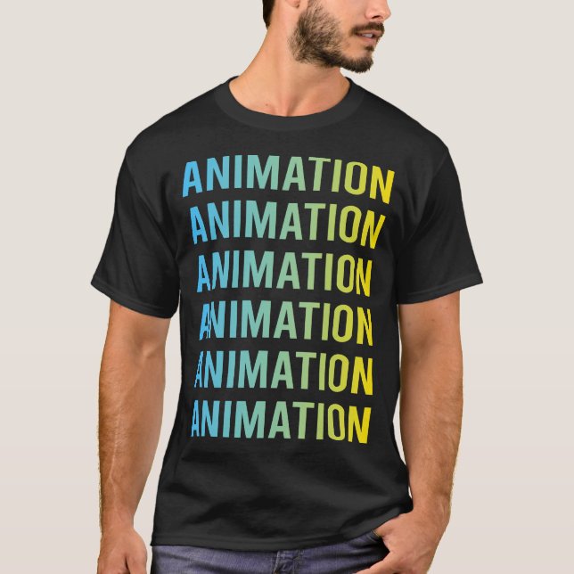 Blå Gul Animation T Shirt (Framsida)