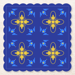 Blå & Gul Azulejo Underlägg Papper