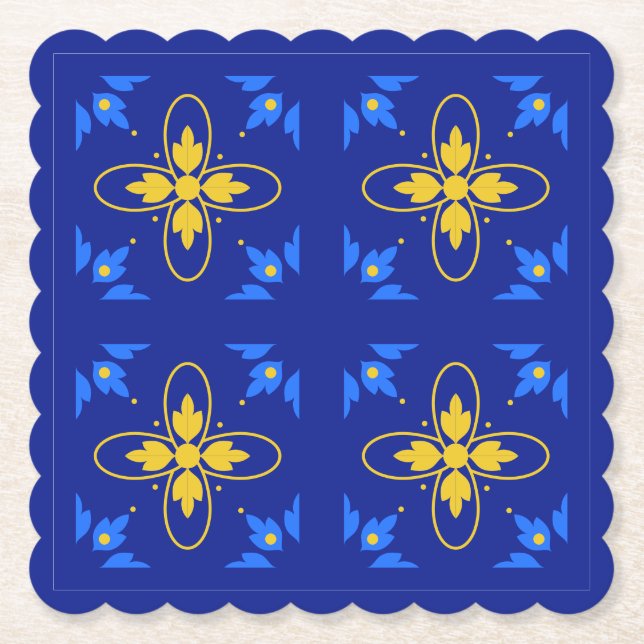 Blå & Gul Azulejo Underlägg Papper (Framsida)