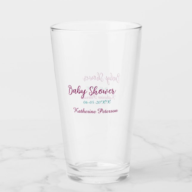Blå gul baby shower namn datum djur öra söt  glaskopp (Framsida)