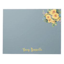 Blå & Gul Blomsterbukett Anpassad Anteckningsblock