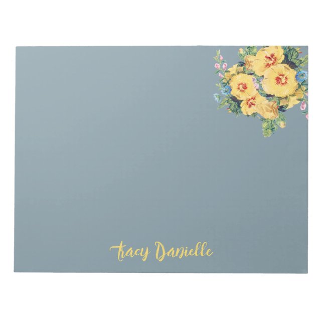 Blå & Gul Blomsterbukett Anpassad  Anteckningsblock (Framsida)