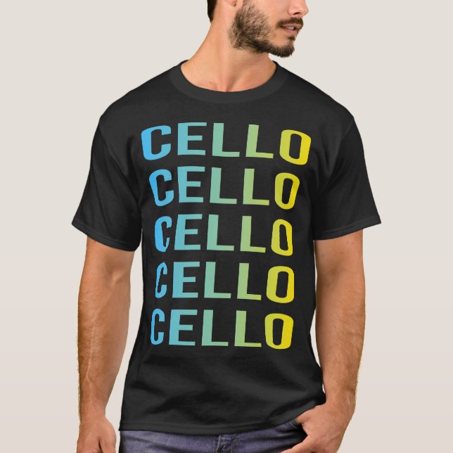 Blå Gul Cellist Cellofon T Shirt (Framsida)