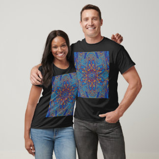 Blå Gul Daisy Bohemisk Blommig Grafisk T Shirt