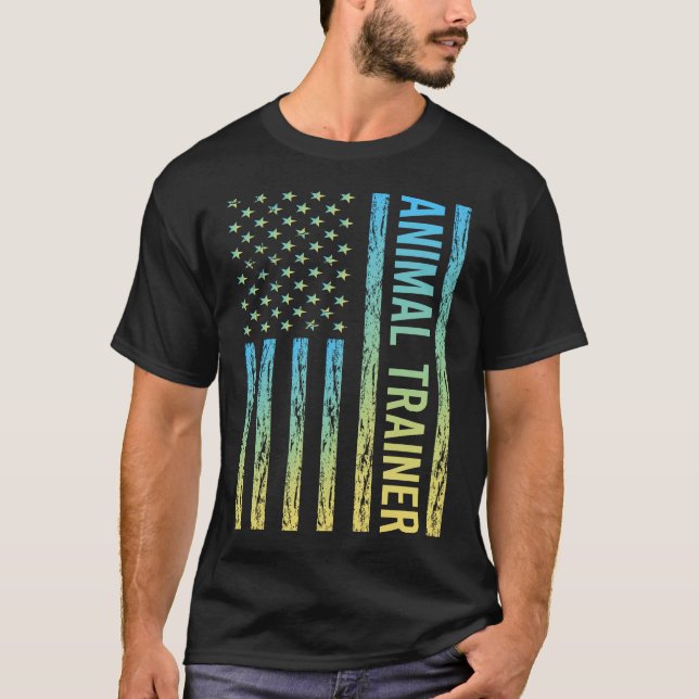 Blå Gul Djurtränare T Shirt (Framsida)