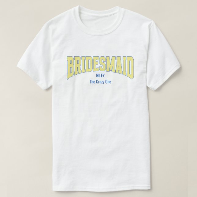 Blå + Gul Falsk Glitter BRUDJUNGFRU Sängkammatergi T Shirt (Design framsida)