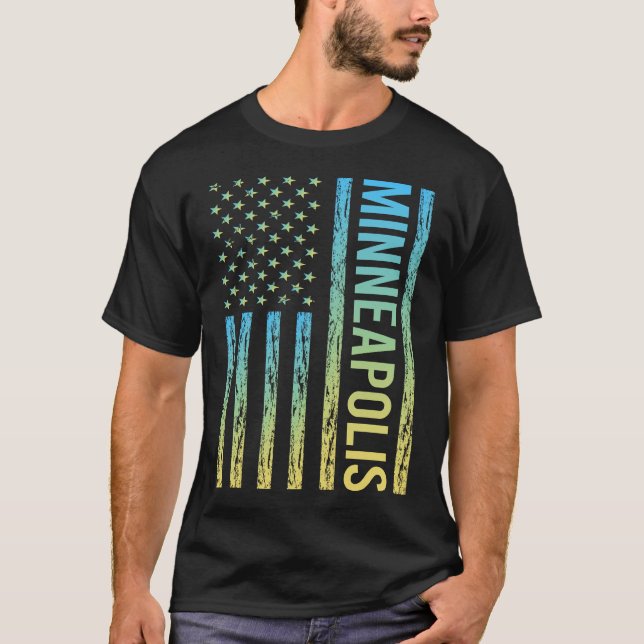 Blå Gul Flagga - Minneapolis T Shirt (Framsida)