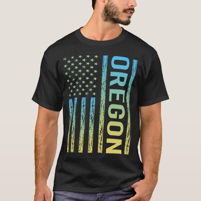 Blå Gul Flagga - Oregon T Shirt (Framsida)