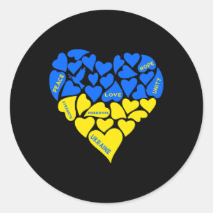Blå Gul Fredsduva Hjärta Ukraina Hopp Kärlek Ukr Runt Klistermärke