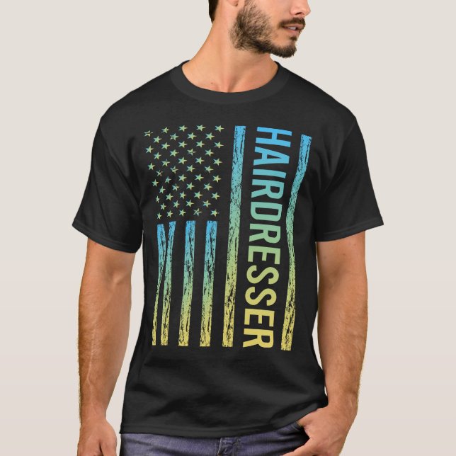 Blå Gul Frisör T Shirt (Framsida)