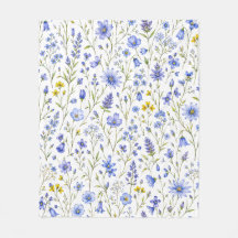 Blå Gul Grön Akvarell Vildblommamönster 