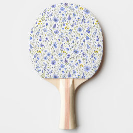 Blå Gul Grön Akvarell Vildblommor Mönster Pingisracket