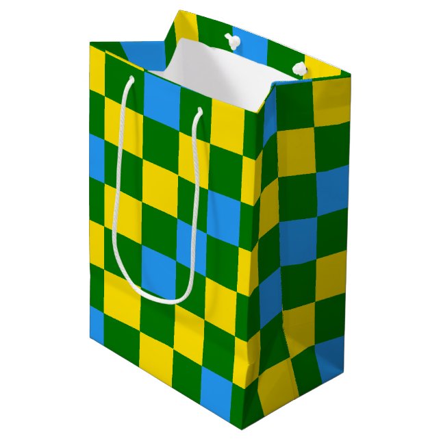 Blå Gul Grön Rutig Mönsterdesign  (Framsidan Vinklad)