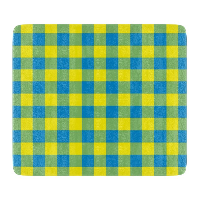 Blå Gul Grön Rutig Schackrutig Mönster (Framsidan)
