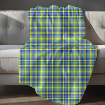 Blå Gul Grön Tartan Rutig Mönster